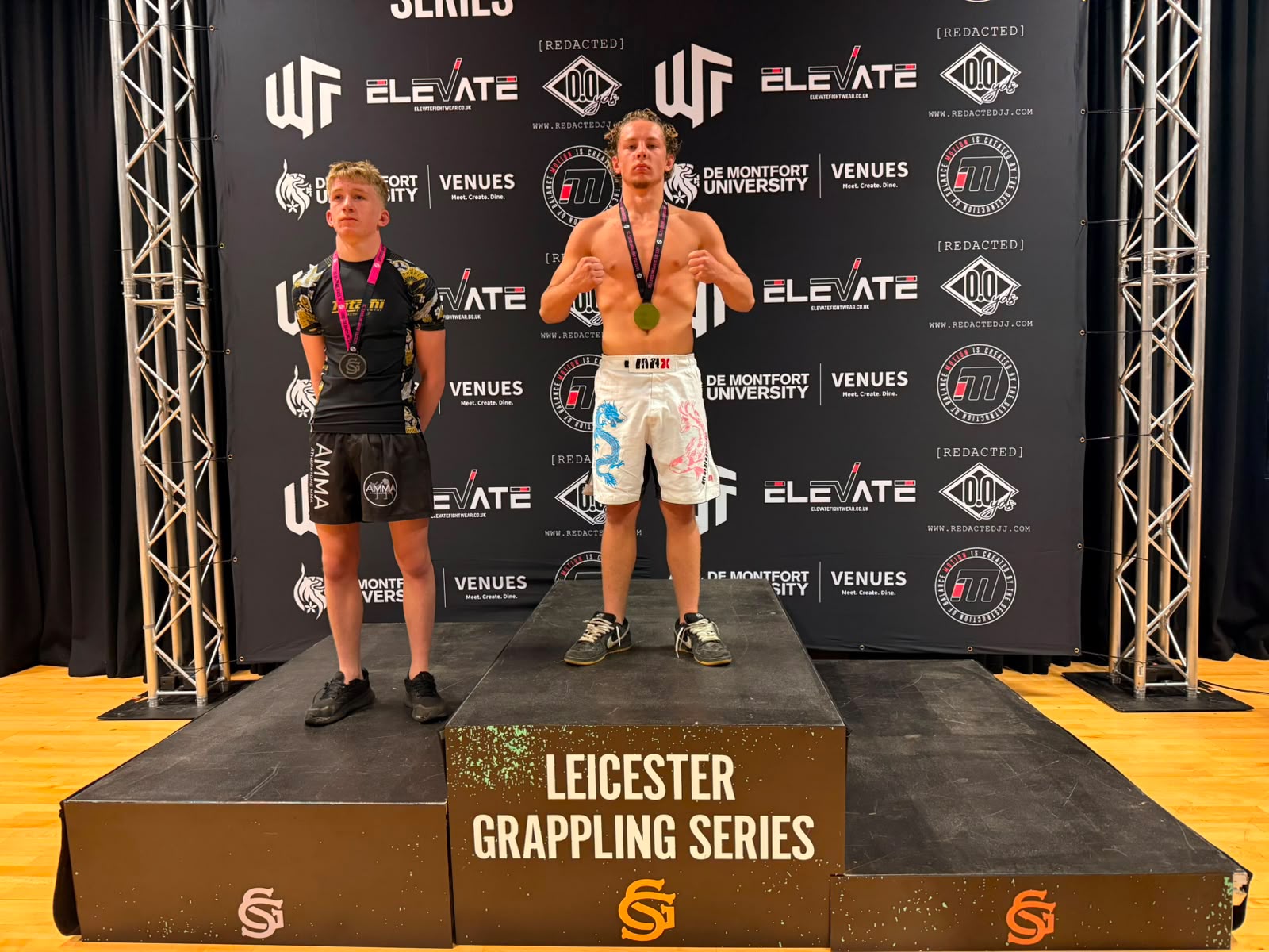 Gold medal at Leicester Grappling Series podium