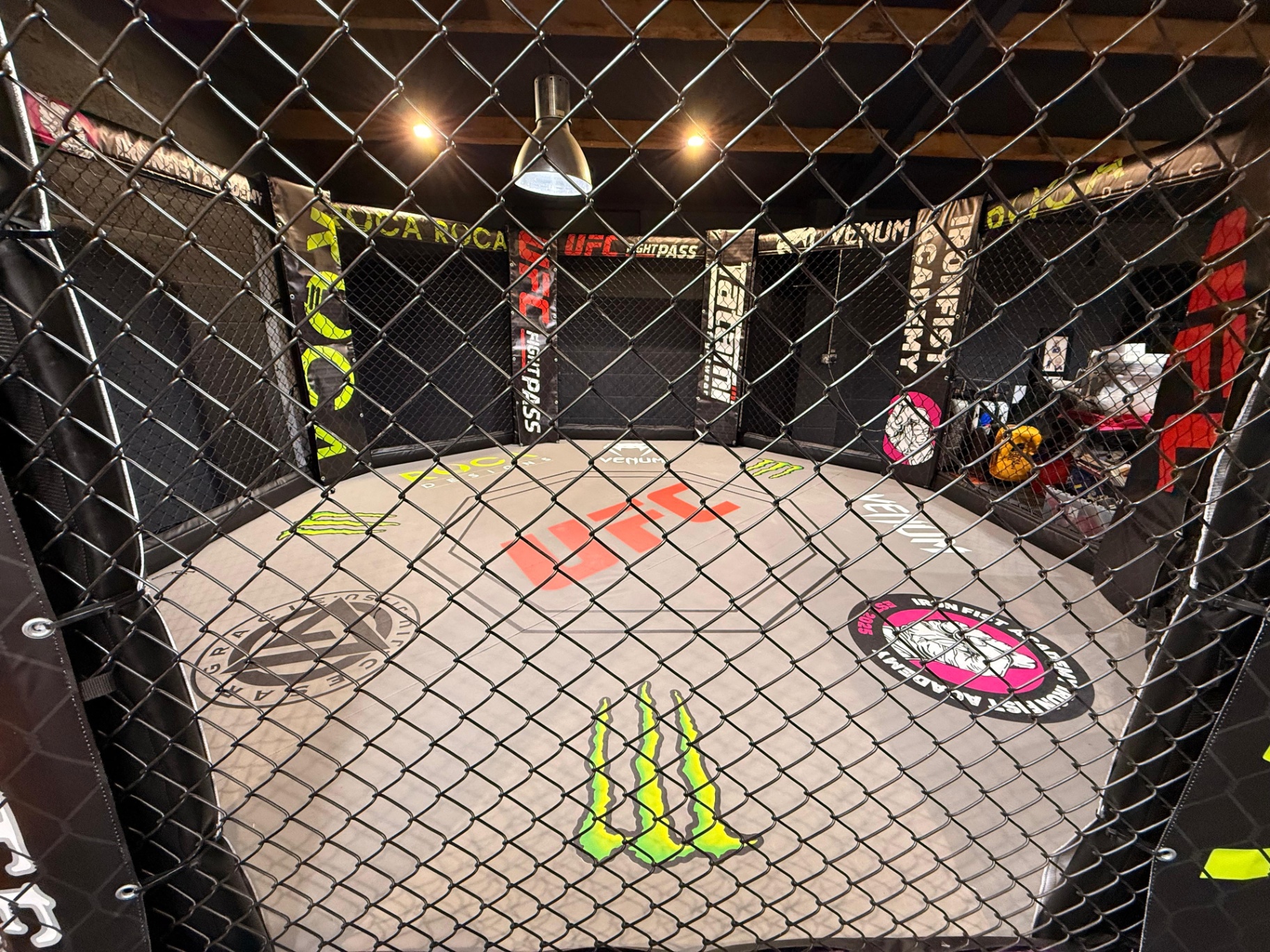 Iron Fist Academy cage — UFC branded floor